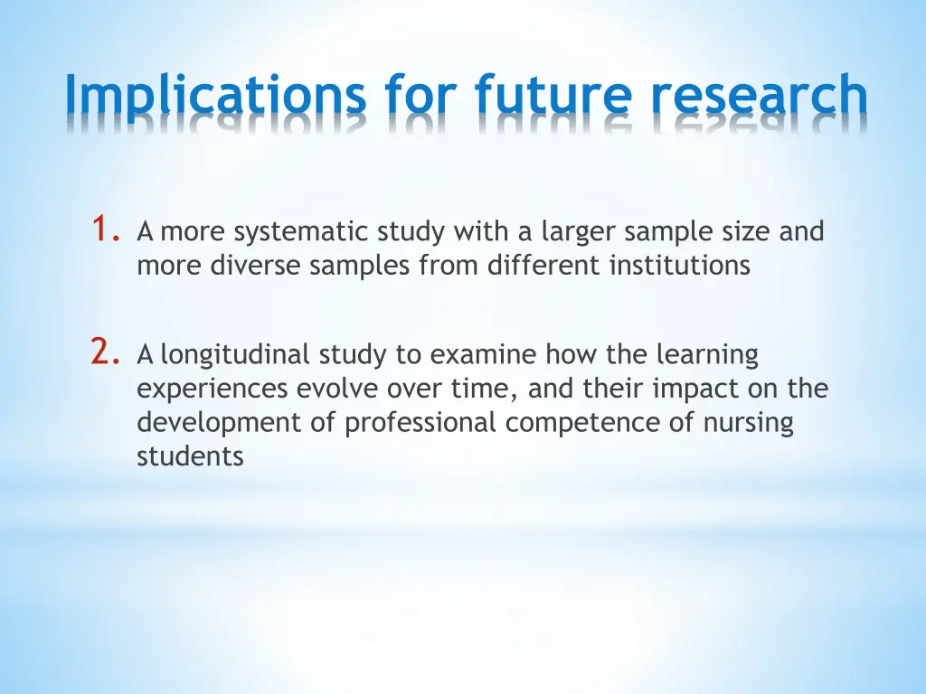 implications for future research