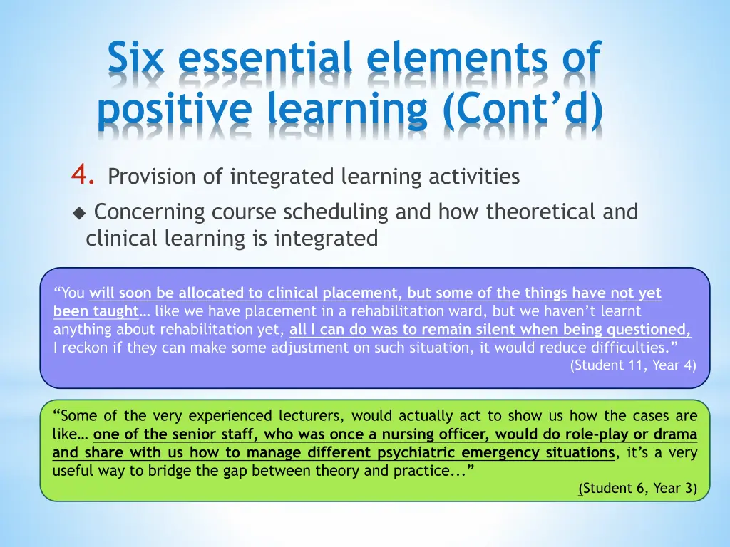 six essential elements of positive learning cont d 3