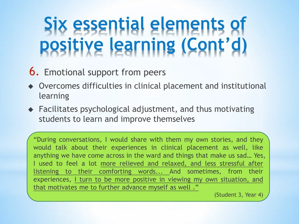 six essential elements of positive learning cont d 5