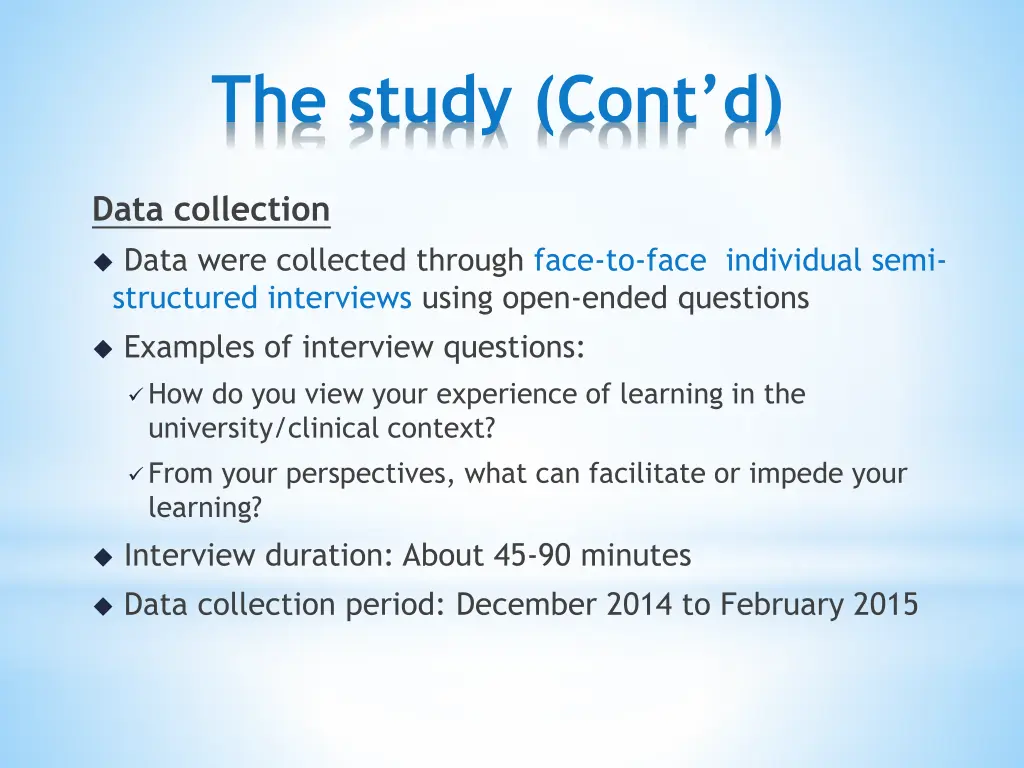 the study cont d 1