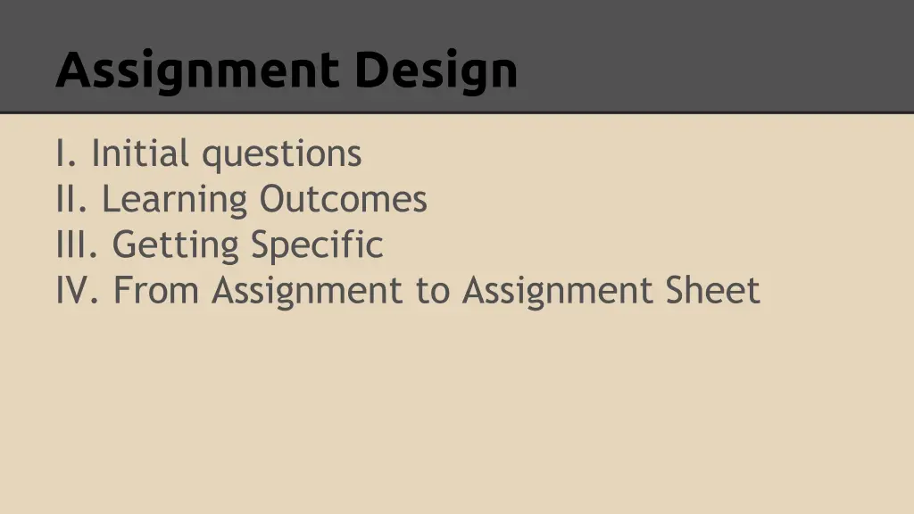 assignment design