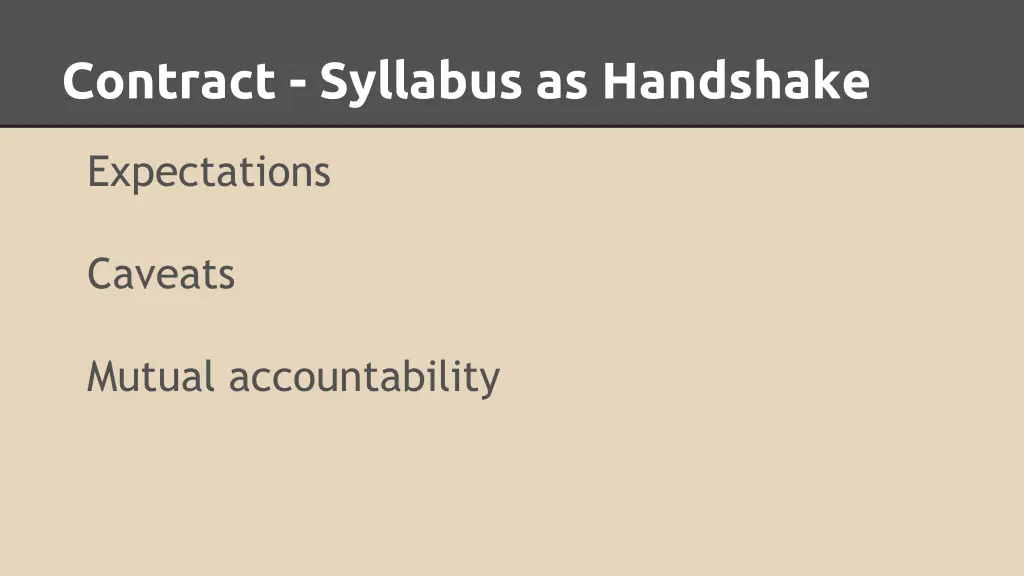 contract syllabus as handshake