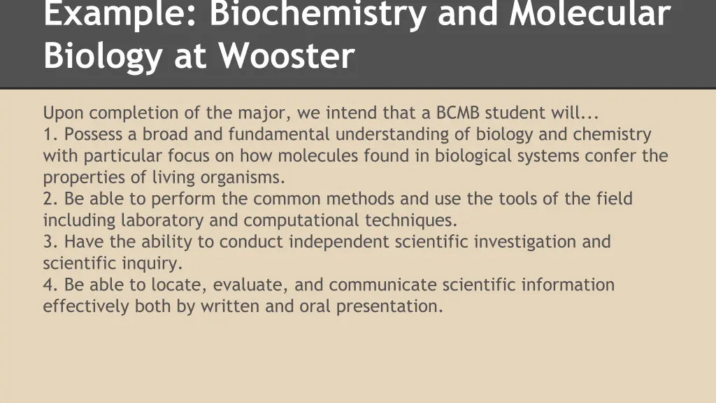 example biochemistry and molecular biology