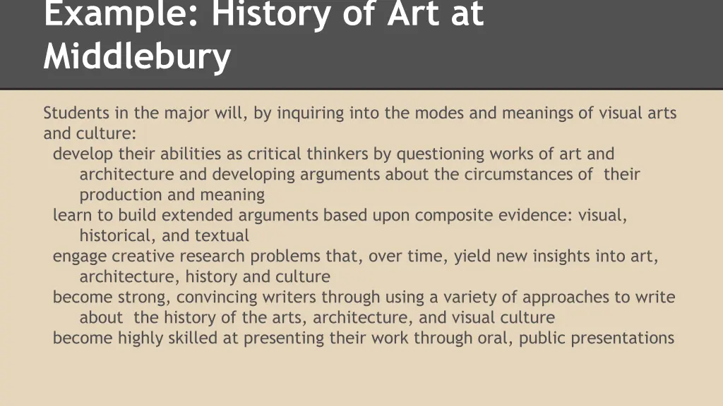 example history of art at middlebury