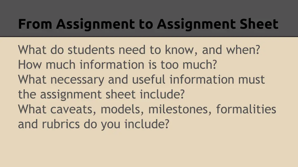 from assignment to assignment sheet