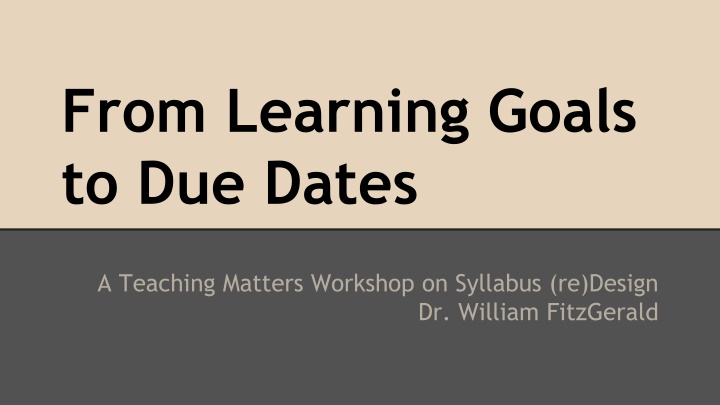 from learning goals to due dates