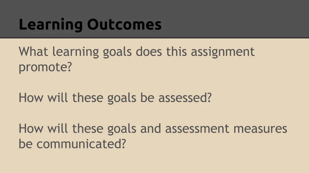 learning outcomes