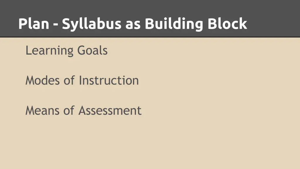 plan syllabus as building block