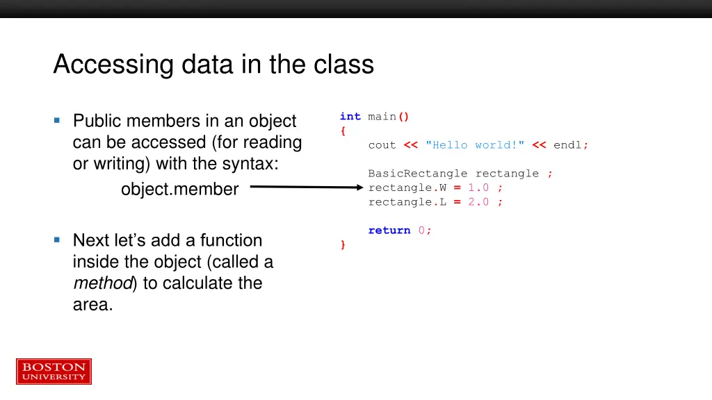 accessing data in the class