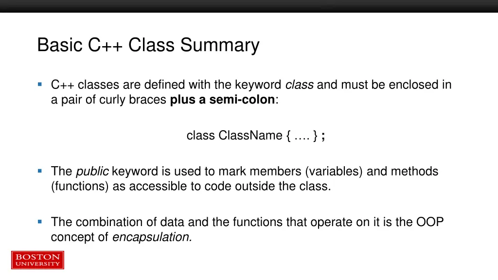 basic c class summary