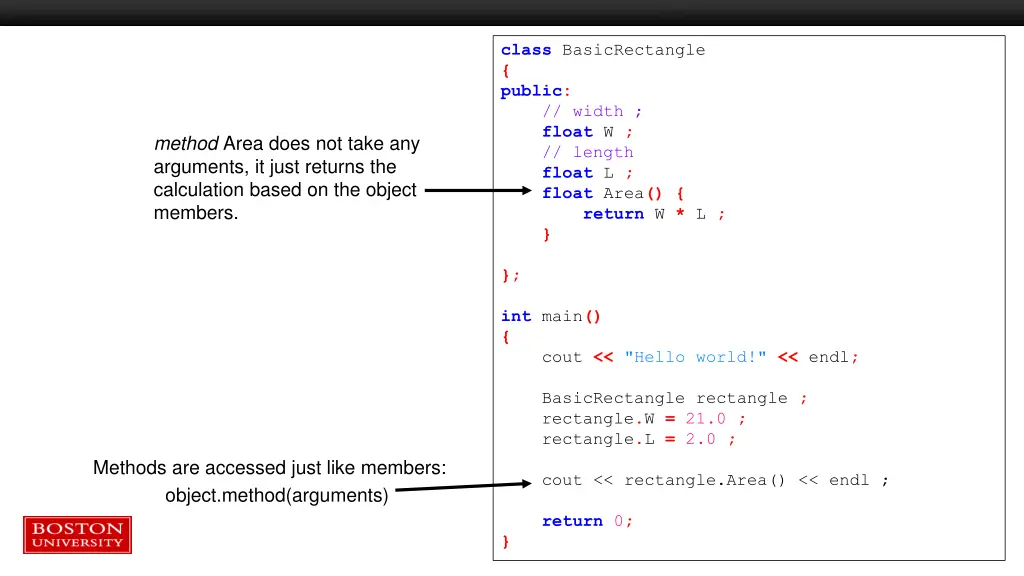 class basicrectangle public width float w length