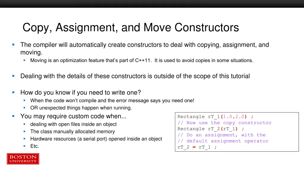 copy assignment and move constructors