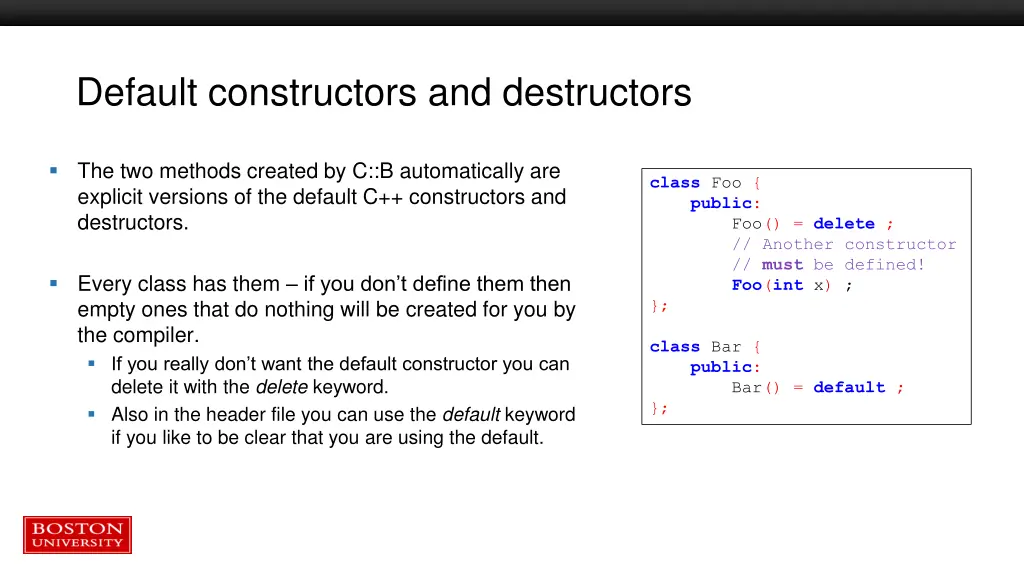 default constructors and destructors