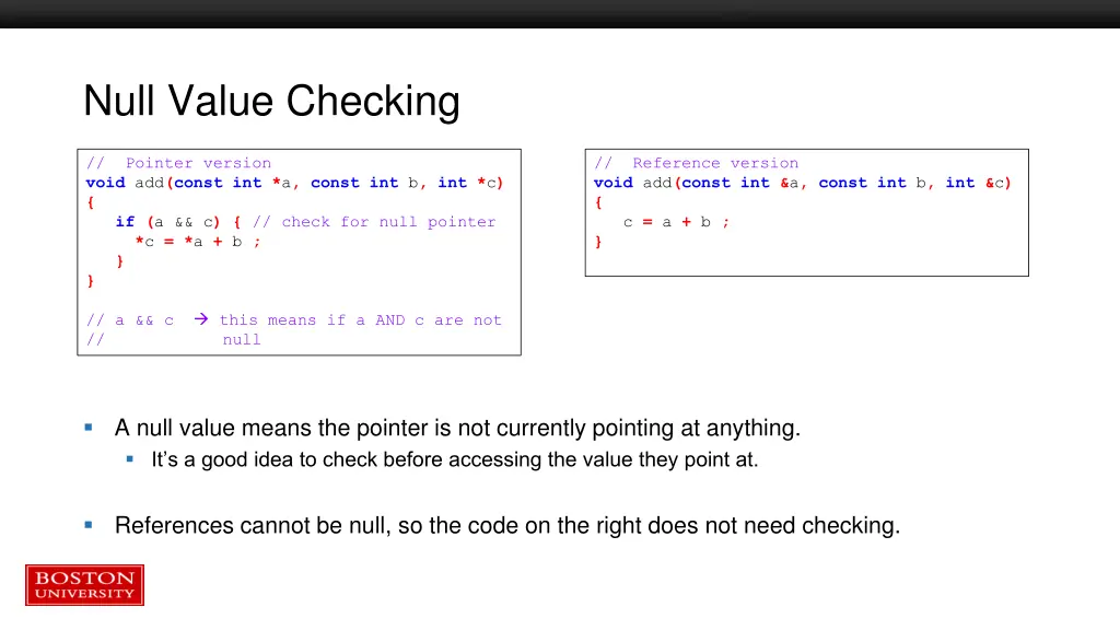 null value checking
