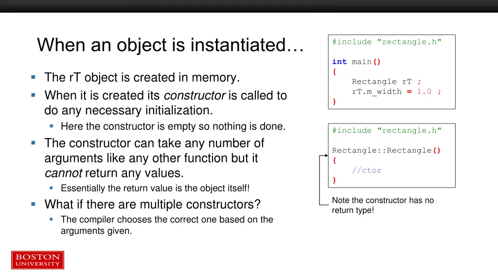 when an object is instantiated