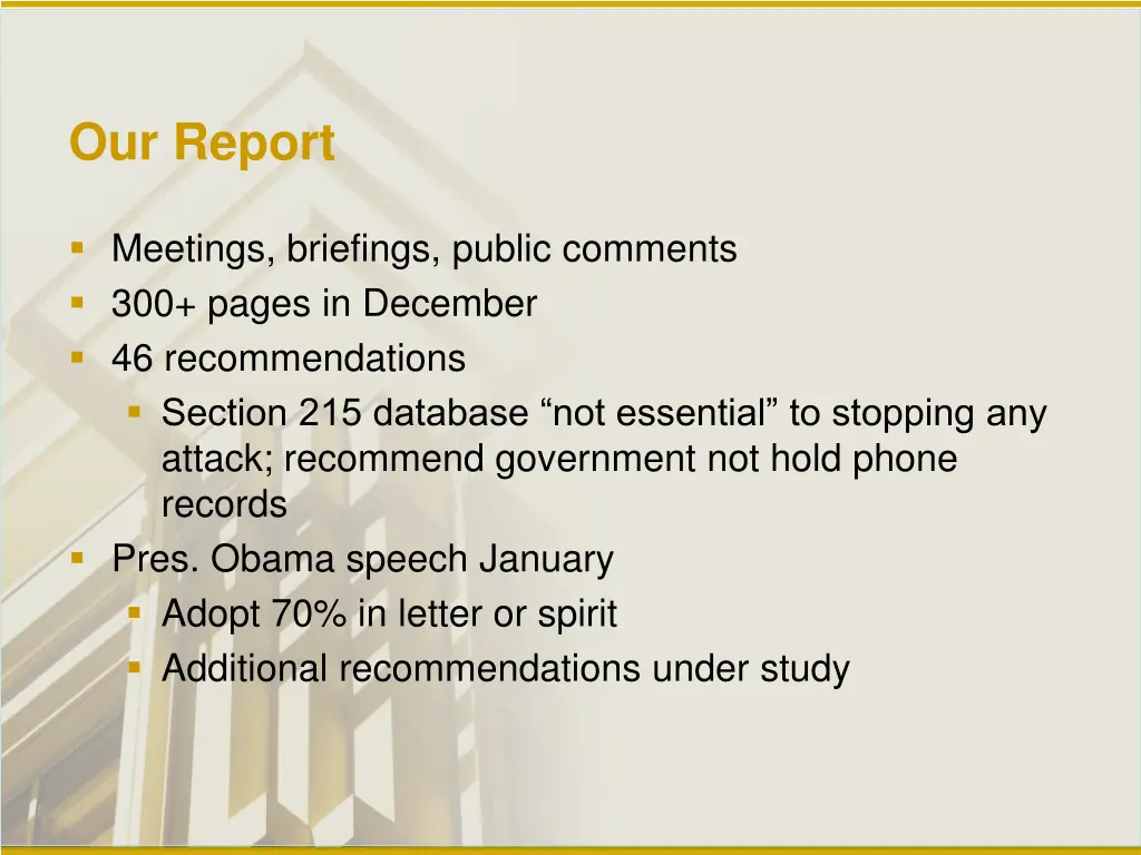 our report