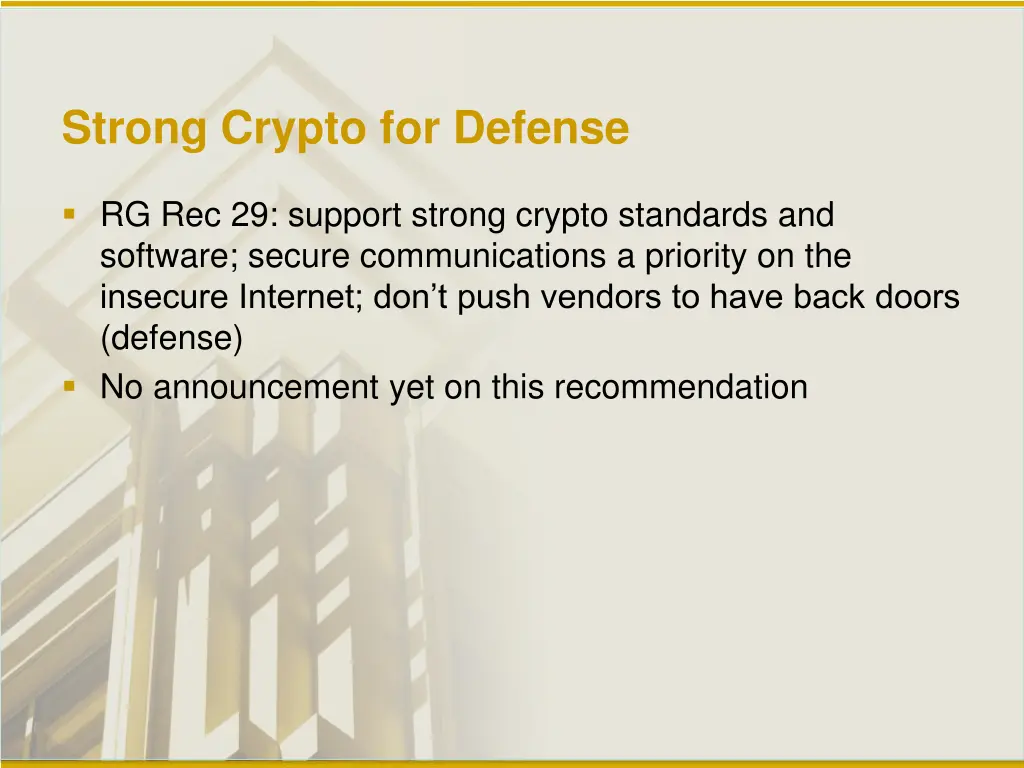 strong crypto for defense