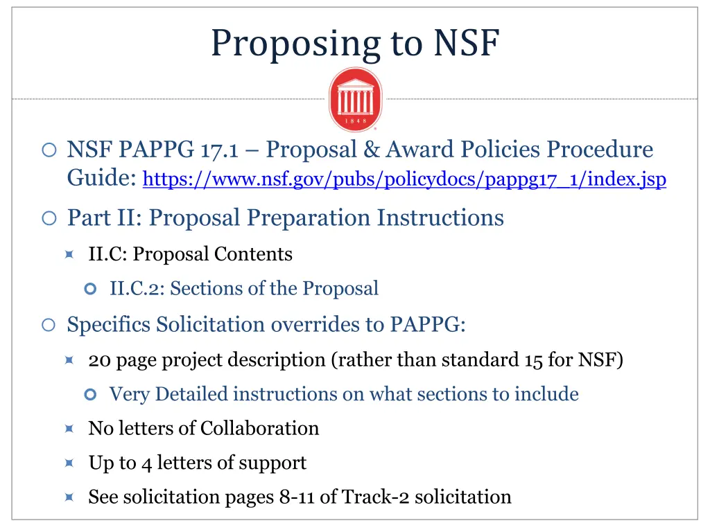 proposing to nsf