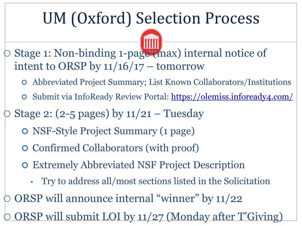 um oxford selection process