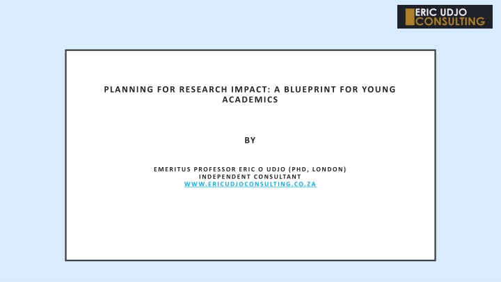 planning for research impact a blueprint