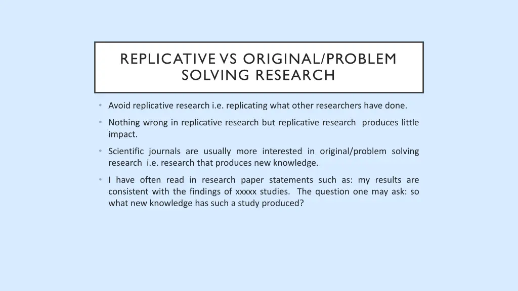 replicative vs original problem solving research