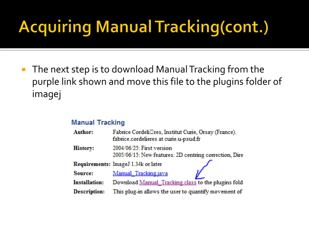 the next step is to download manual tracking from