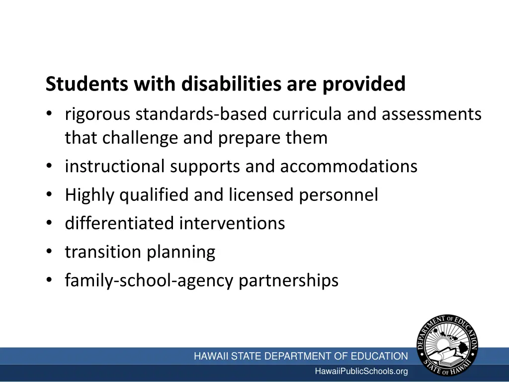 students with disabilities are provided rigorous
