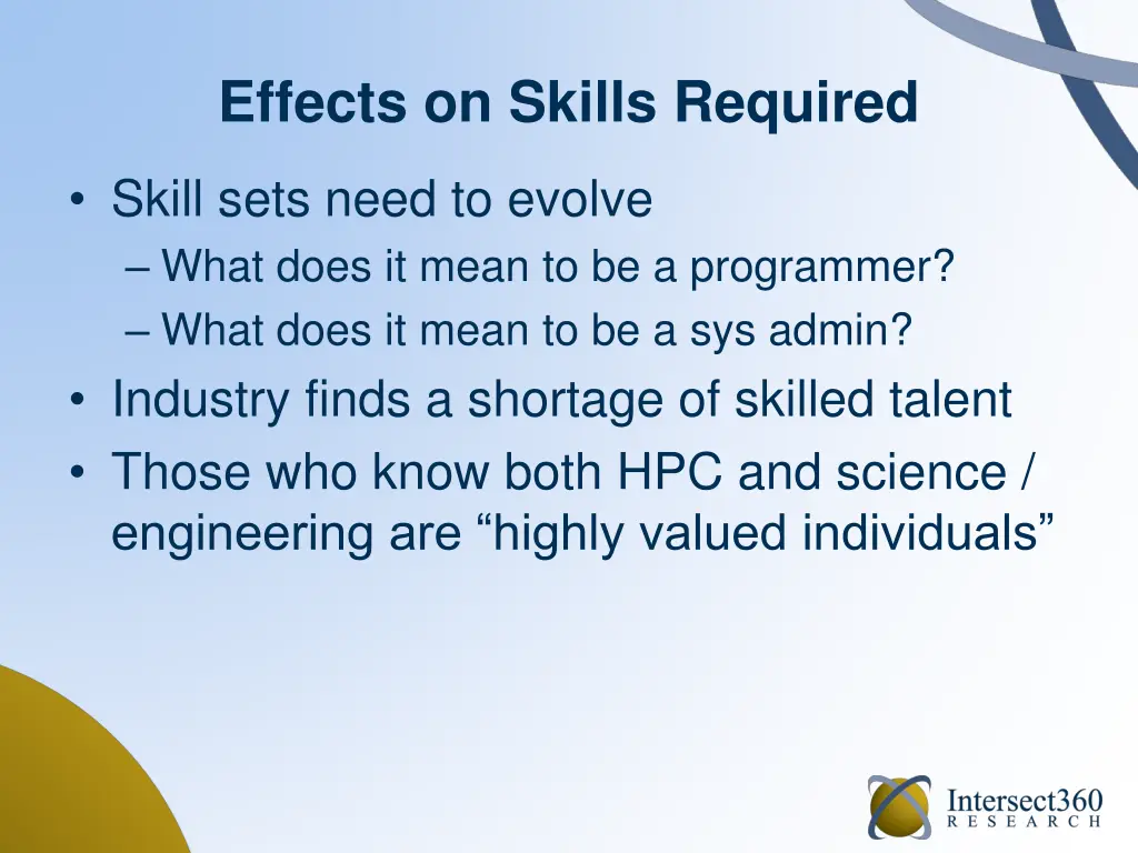 effects on skills required