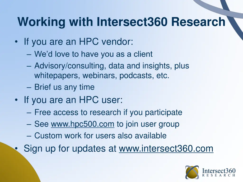 working with intersect360 research