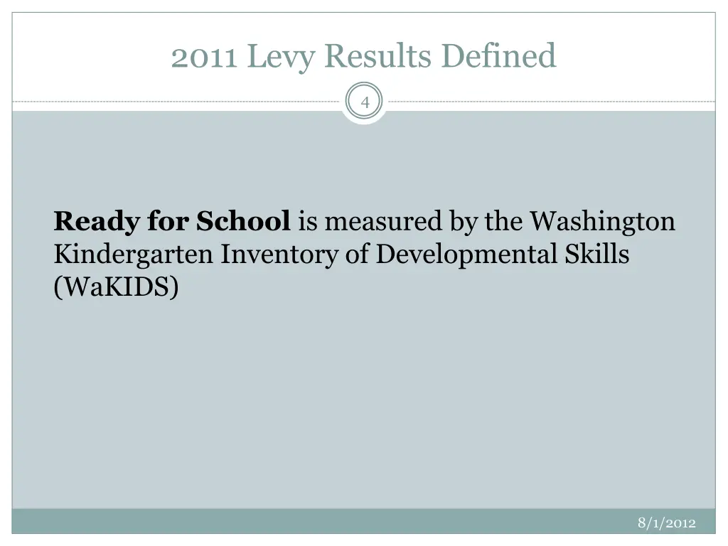 2011 levy results defined