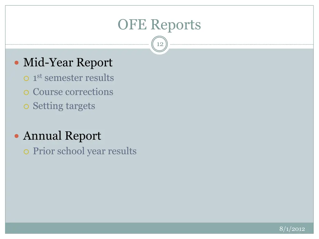 ofe reports