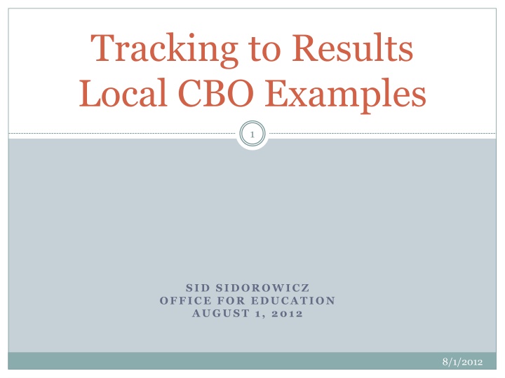 tracking to results local cbo examples