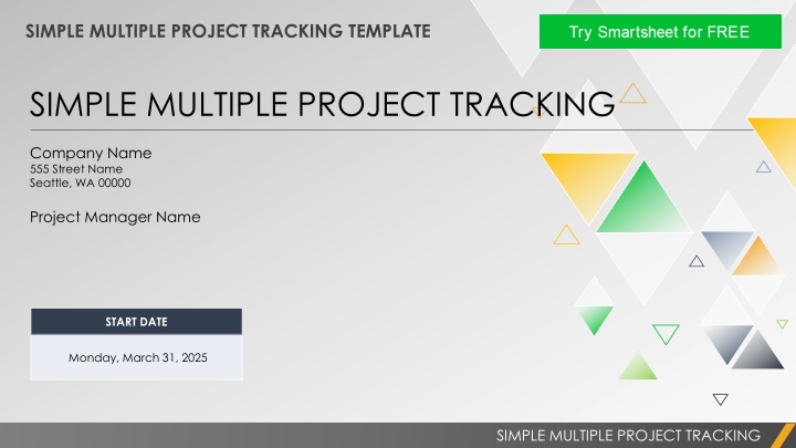 simple multiple project tracking template