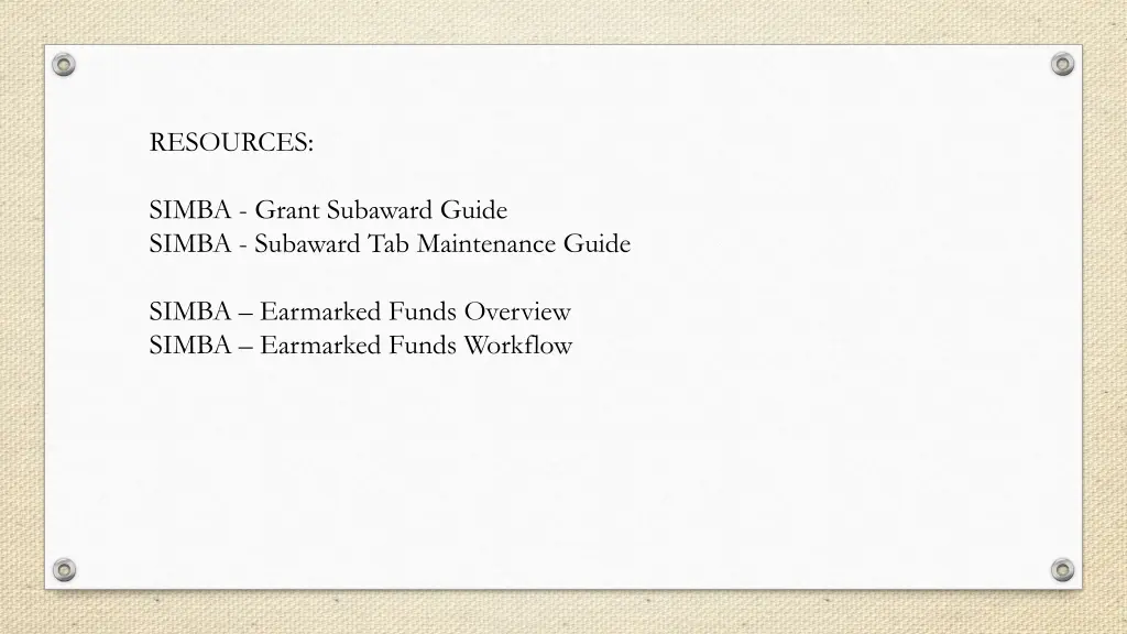 resources