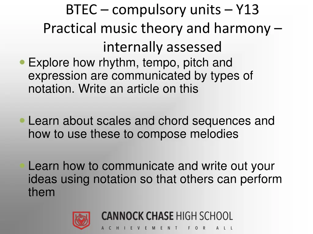 btec compulsory units y13 practical music theory