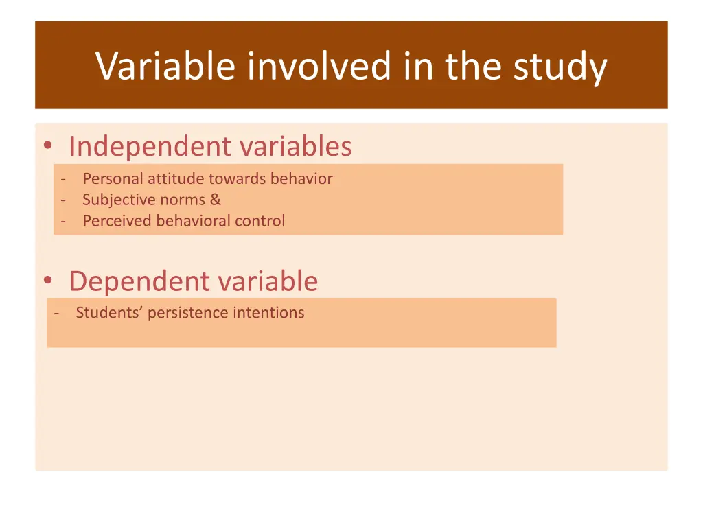 variable involved in the study