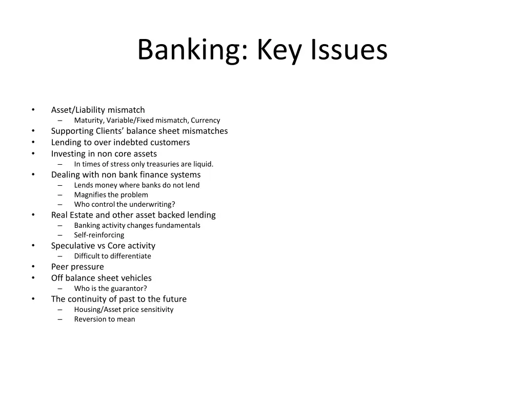 banking key issues