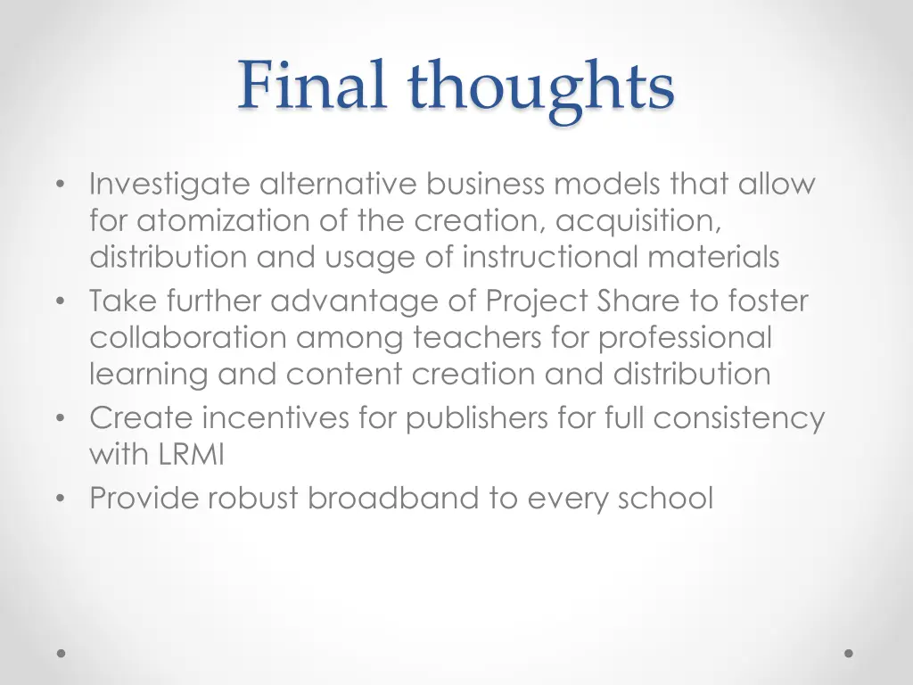 final thoughts