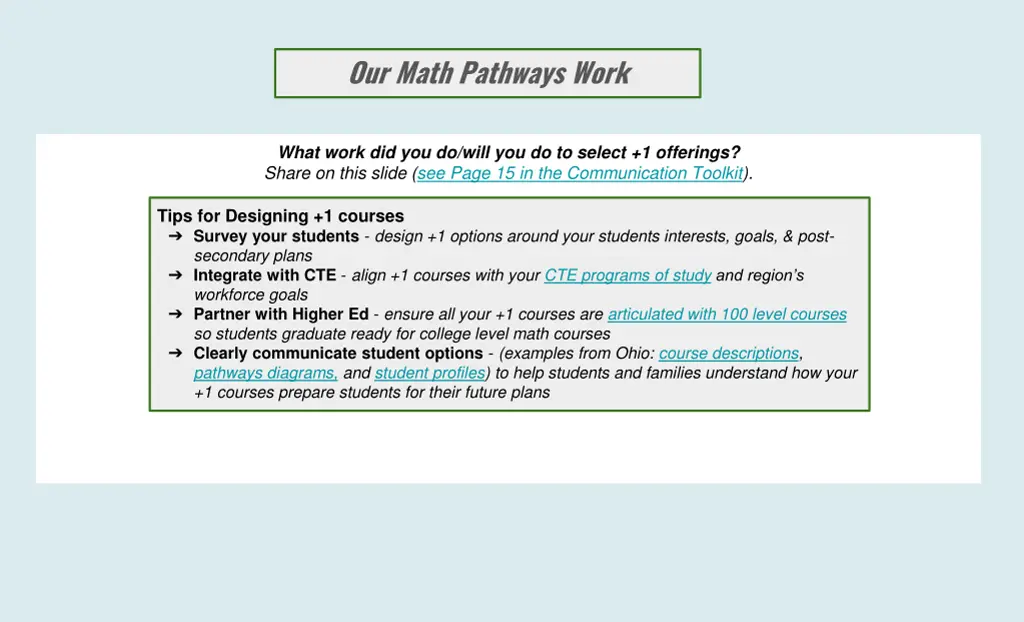 our math pathways work