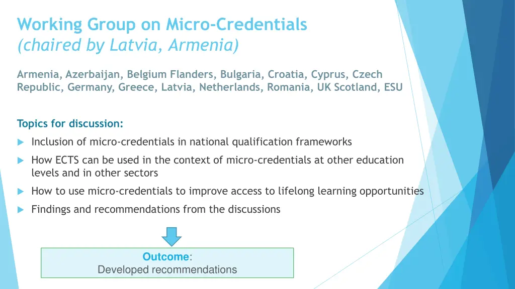 working group on micro credentials chaired