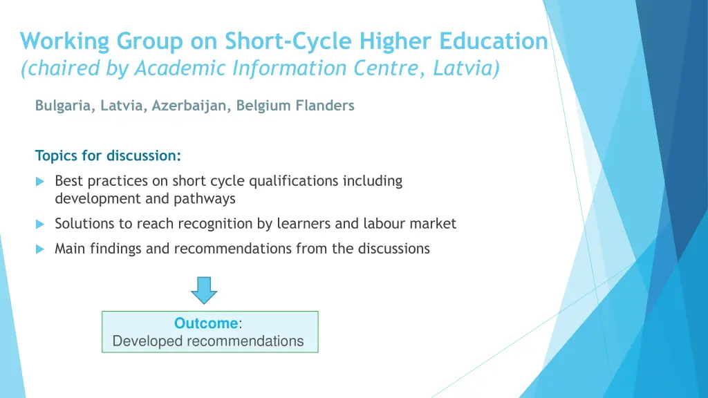 working group on short cycle higher education
