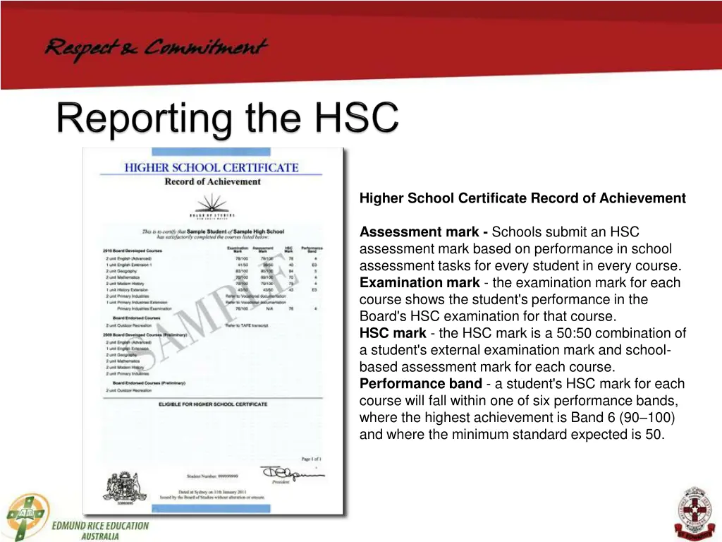 higher school certificate record of achievement