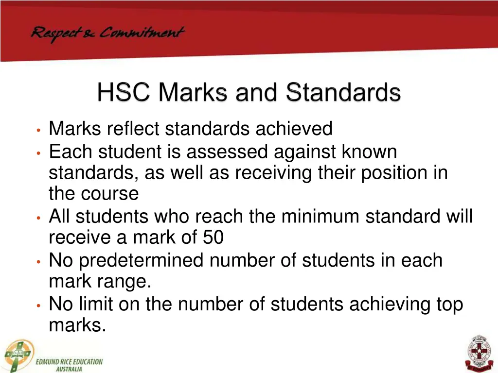 marks reflect standards achieved each student