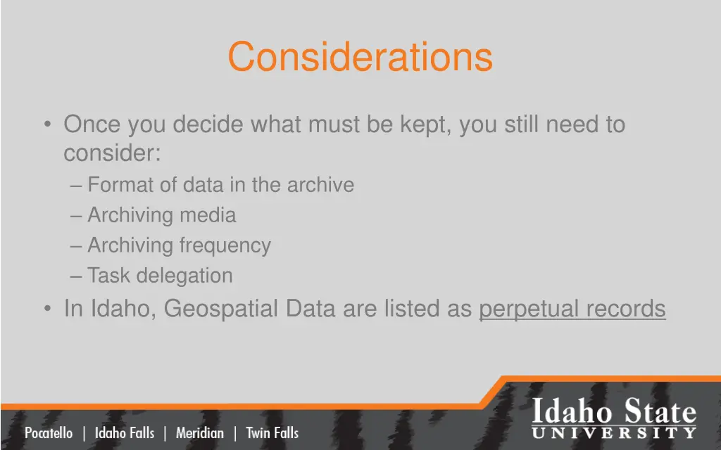 considerations