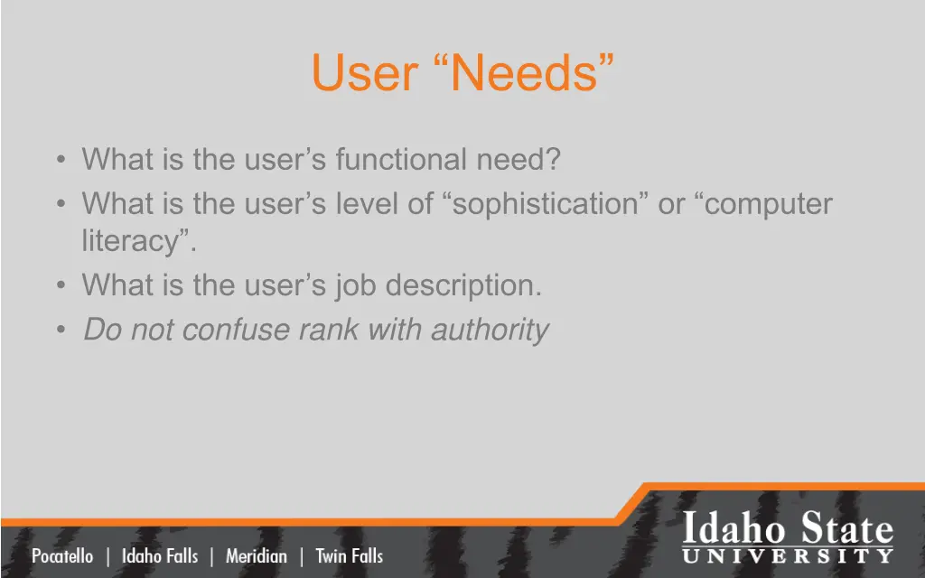 user needs