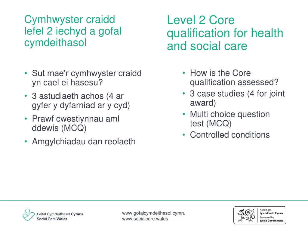 level 2 core qualification for health and social