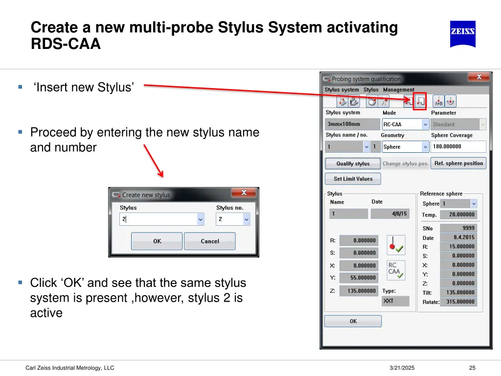 create a new multi probe stylus system activating 1