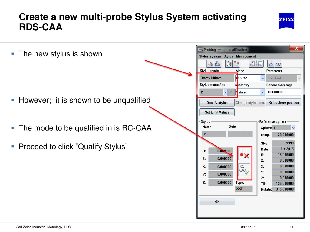create a new multi probe stylus system activating 2
