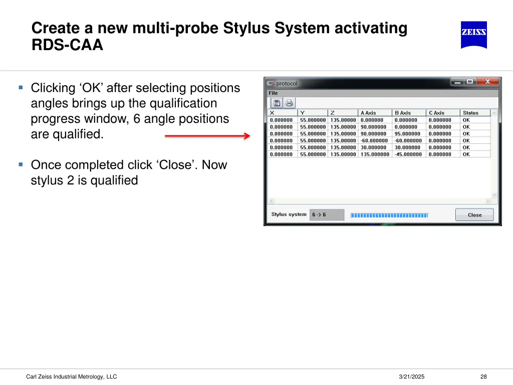 create a new multi probe stylus system activating 4