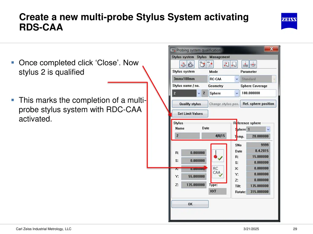 create a new multi probe stylus system activating 5